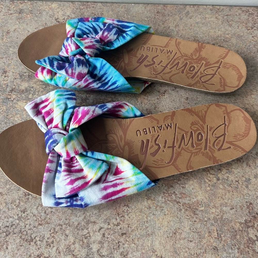 Blowfish Tie-dyed Bow Slip on Flip Flop Sandals size 8 - Picture 3 of 5